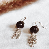 Chain Maille Earrings | Black Glass Beads