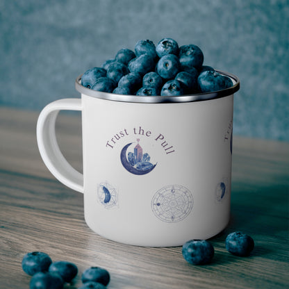 Enamel Mug — 'Trust the Pull' Moon Phase Camping Cup