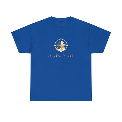 Aligned Graphic Tee — Minimal Gold Compass Design