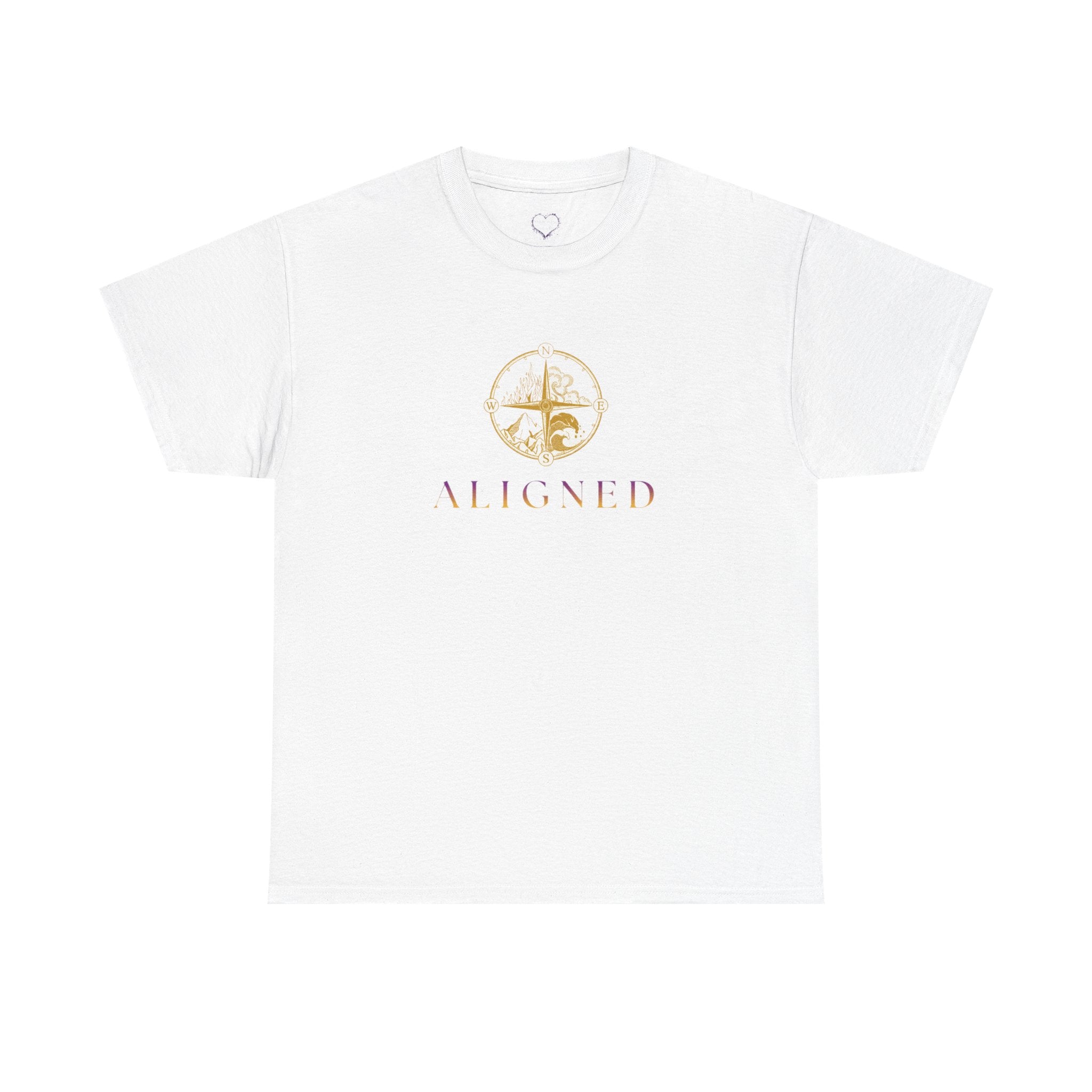 Aligned Graphic Tee — Minimal Gold Compass Design