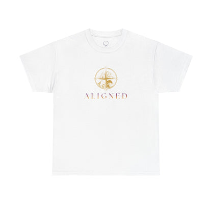 Aligned Graphic Tee — Minimal Gold Compass Design