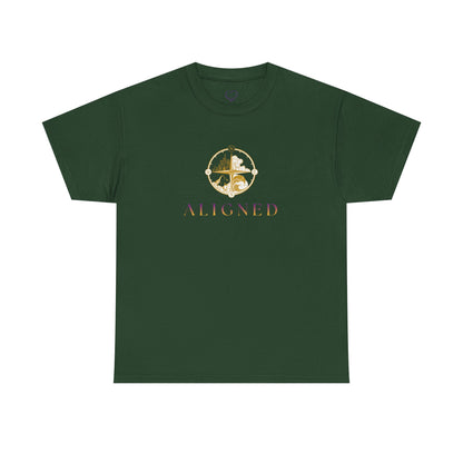 Aligned Graphic Tee — Minimal Gold Compass Design