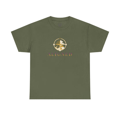 Aligned Graphic Tee — Minimal Gold Compass Design