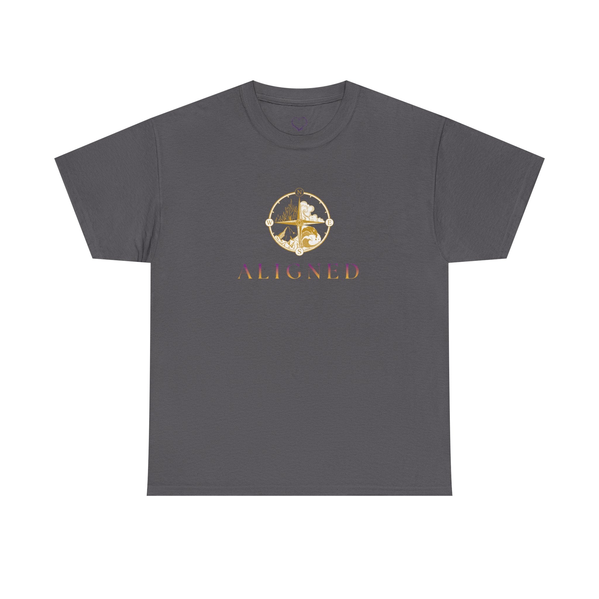 Aligned Graphic Tee — Minimal Gold Compass Design