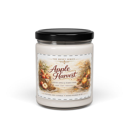 Apple Harvest Soy Candle — 9oz Scented Jar (Spiced Apple & Warm Cider)