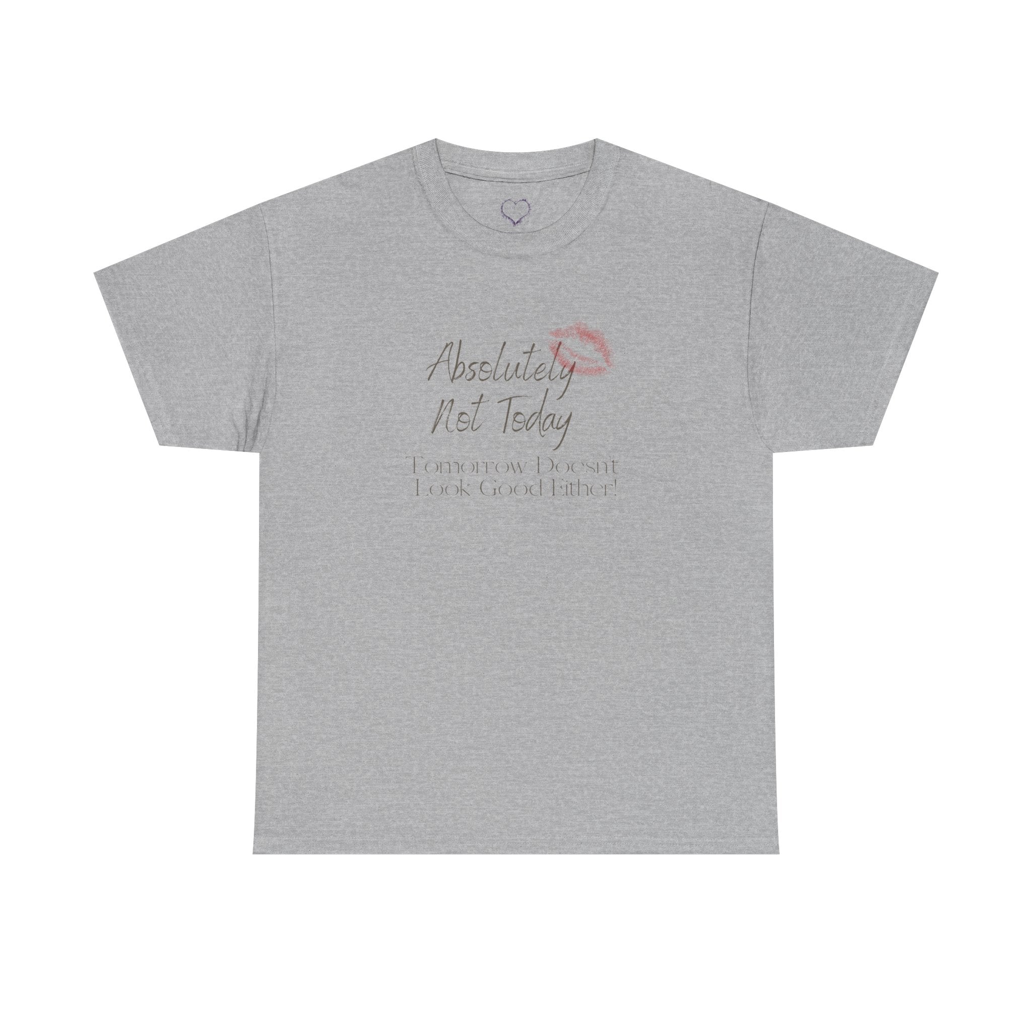 Graphic Tee — "Absolutely Not Today" Lip Print Casual T‑Shirt