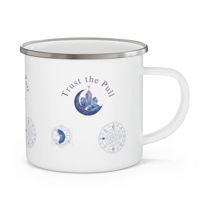 Enamel Mug — 'Trust the Pull' Moon Phase Camping Cup