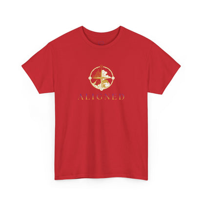 Aligned Graphic Tee — Minimal Gold Compass Design