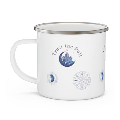 Enamel Mug — 'Trust the Pull' Moon Phase Camping Cup