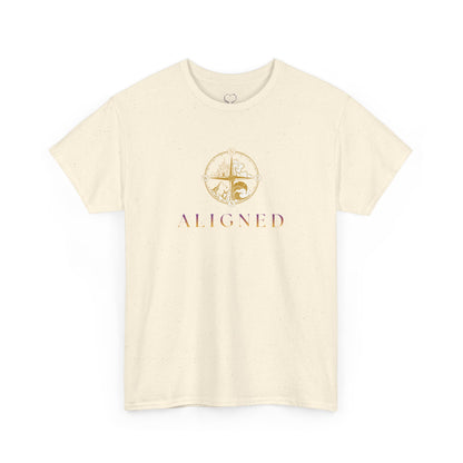 Aligned Graphic Tee — Minimal Gold Compass Design