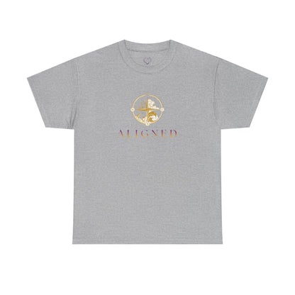 Aligned Graphic Tee — Minimal Gold Compass Design