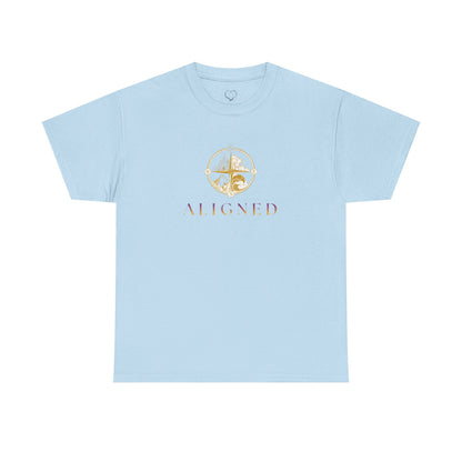 Aligned Graphic Tee — Minimal Gold Compass Design