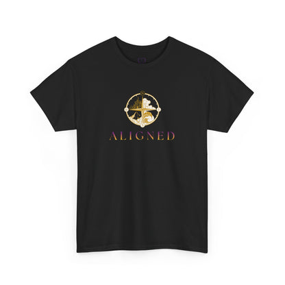Aligned Graphic Tee — Minimal Gold Compass Design
