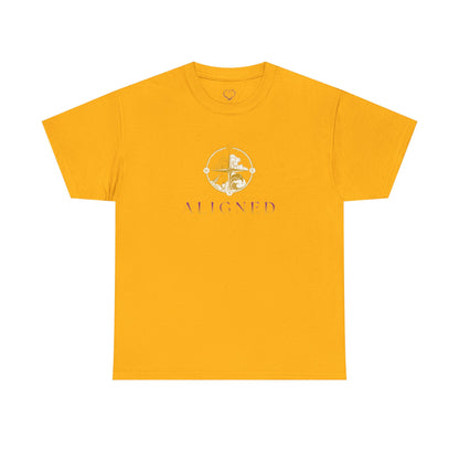 Aligned Graphic Tee — Minimal Gold Compass Design