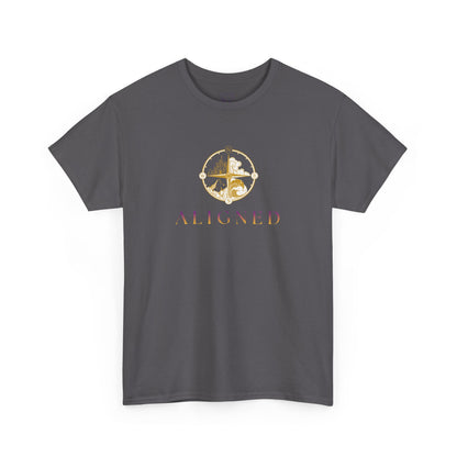 Aligned Graphic Tee — Minimal Gold Compass Design