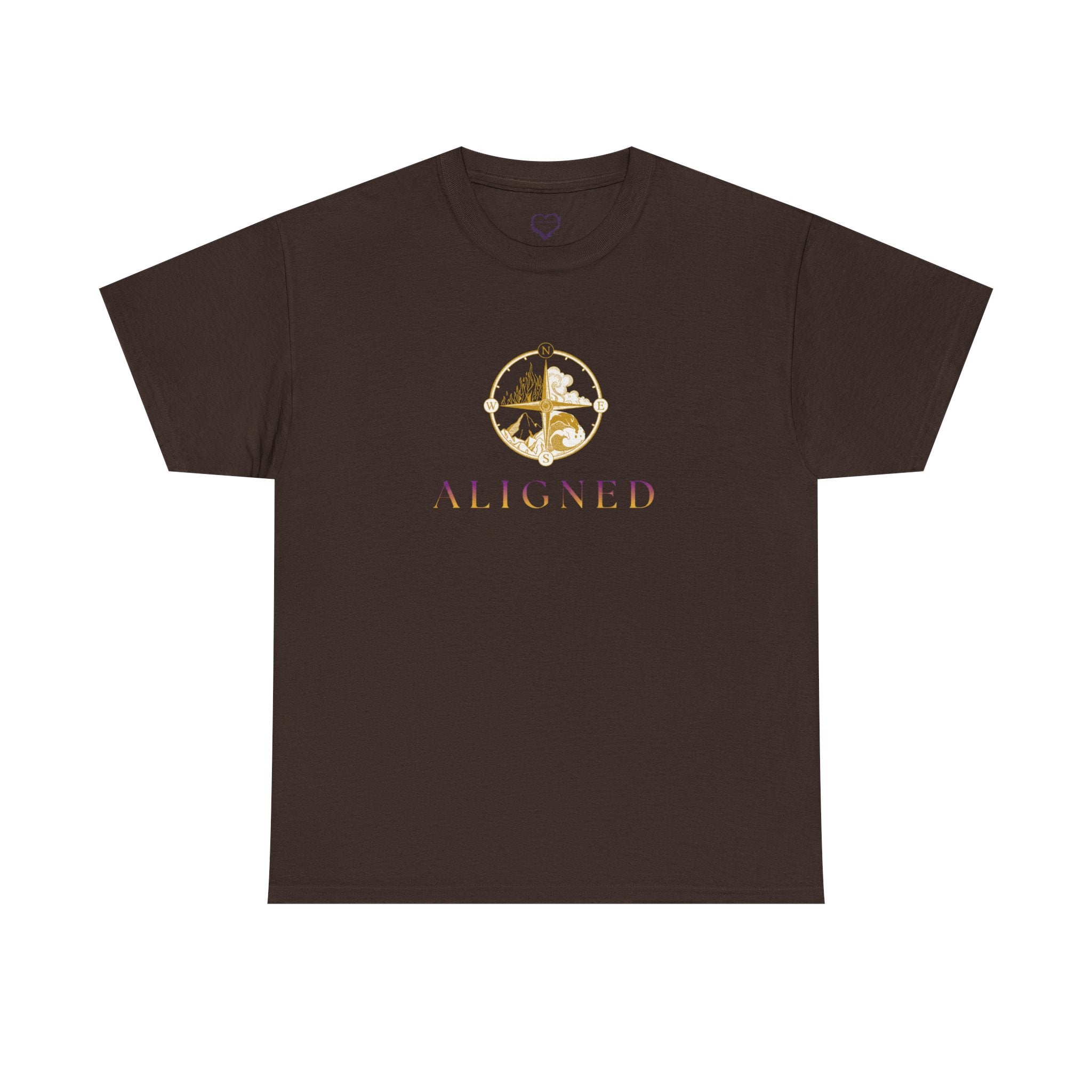 Aligned Graphic Tee — Minimal Gold Compass Design