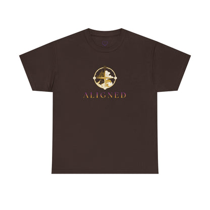 Aligned Graphic Tee — Minimal Gold Compass Design