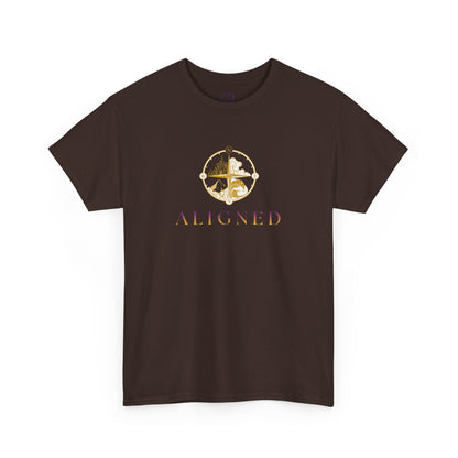 Aligned Graphic Tee — Minimal Gold Compass Design