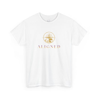 Aligned Graphic Tee — Minimal Gold Compass Design