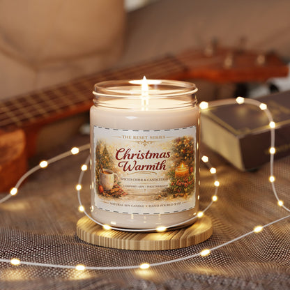 Christmas Warmth Scented Soy Candle — Spiced Cider & Cranberry, 9oz