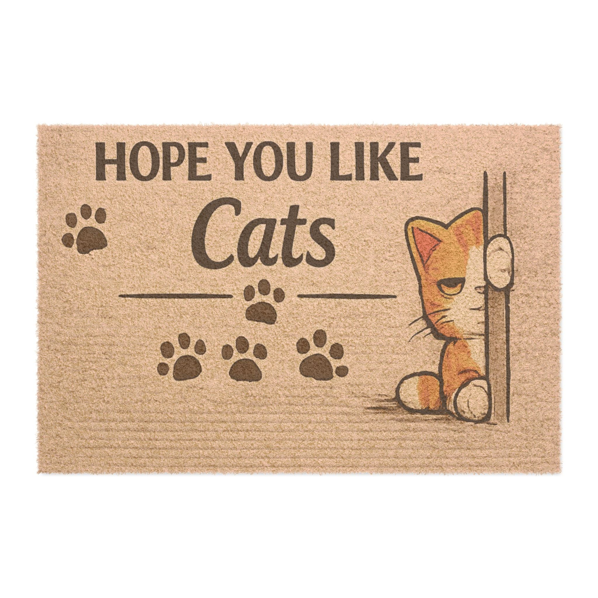 Hope You Like Cats Doormat – Funny Cat Lover Welcome Mat with Paw Prints