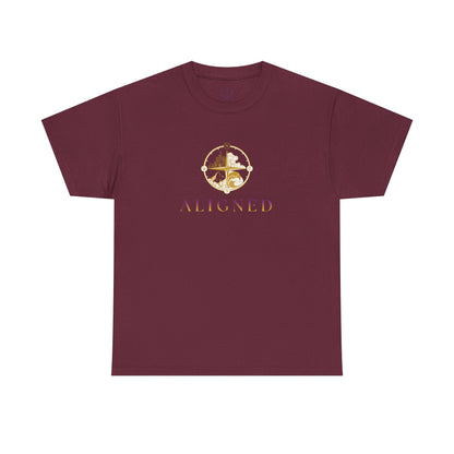 Aligned Graphic Tee — Minimal Gold Compass Design