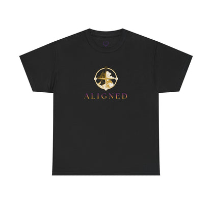Aligned Graphic Tee — Minimal Gold Compass Design