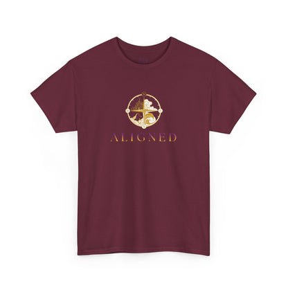 Aligned Graphic Tee — Minimal Gold Compass Design