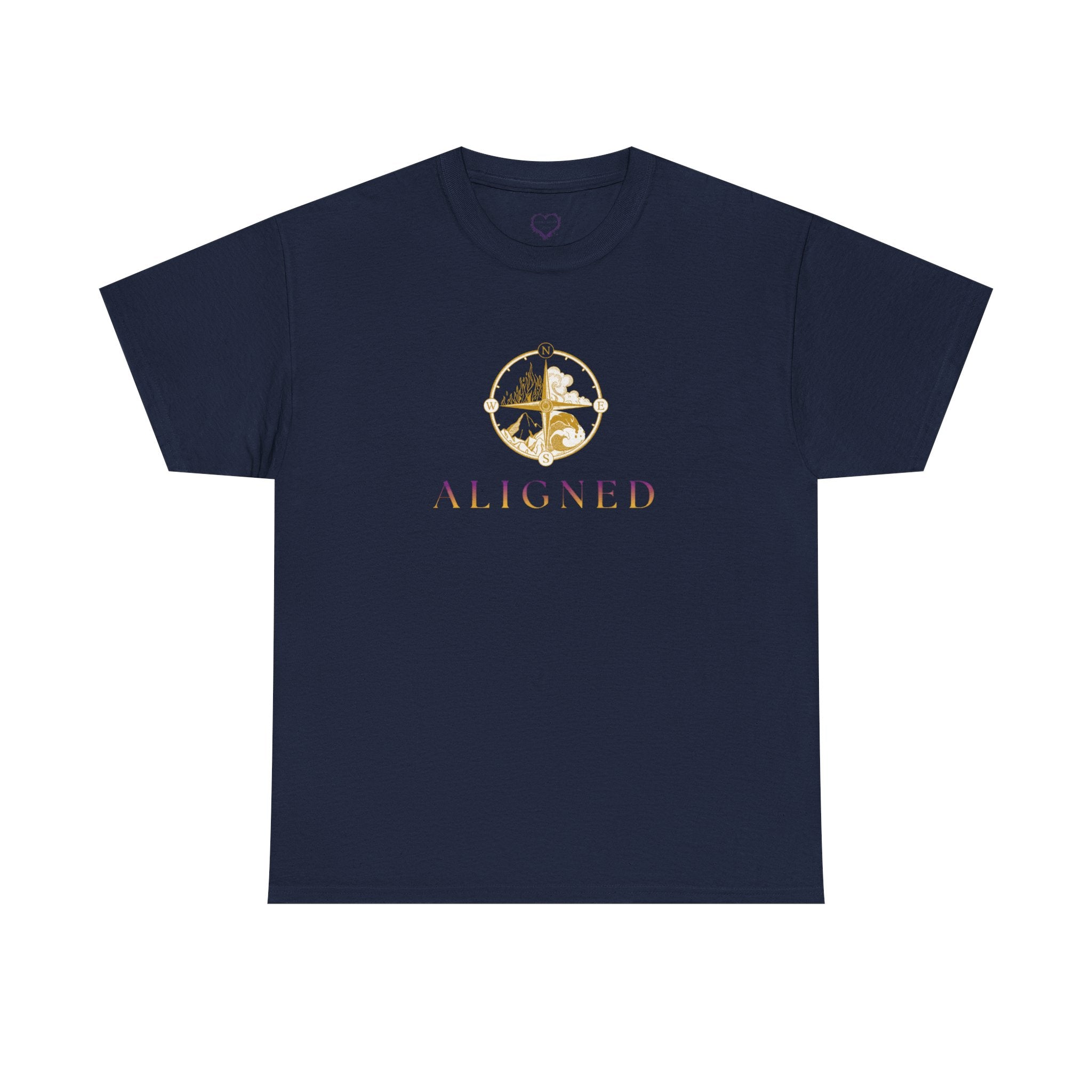 Aligned Graphic Tee — Minimal Gold Compass Design