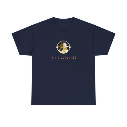 Aligned Graphic Tee — Minimal Gold Compass Design