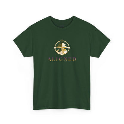 Aligned Graphic Tee — Minimal Gold Compass Design