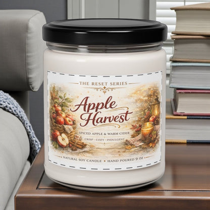 Apple Harvest Soy Candle — 9oz Scented Jar (Spiced Apple & Warm Cider)
