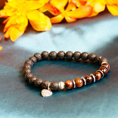 Tiger Eye and Lava Stone Bracelet – Grounding and Centering Energy