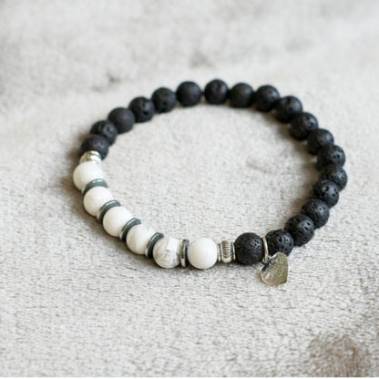 Stretch Bracelet | Howlite and Lava Stone