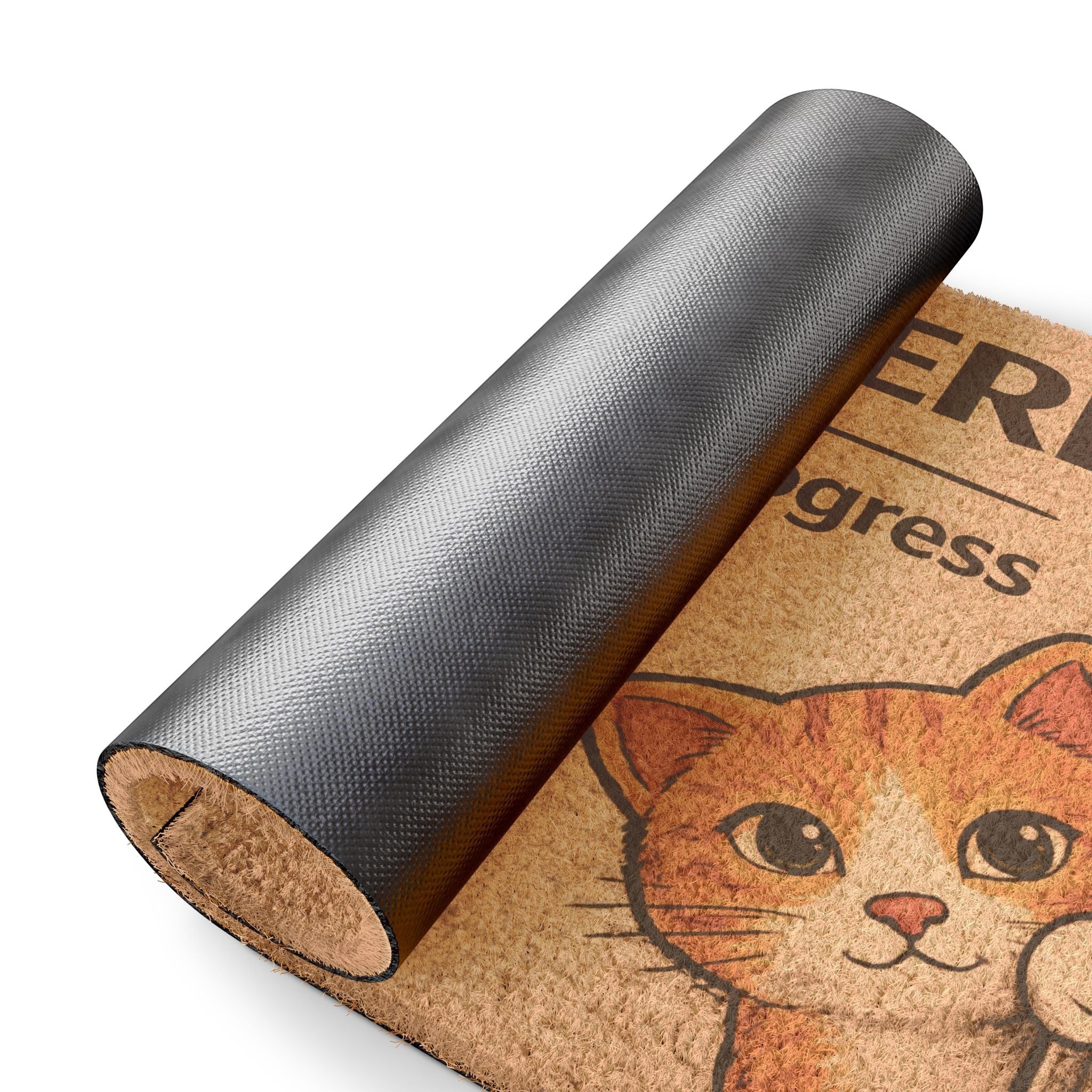Humorous cat welcome mat with an “Inspection in Progress” message, adding personality and charm to your front door.