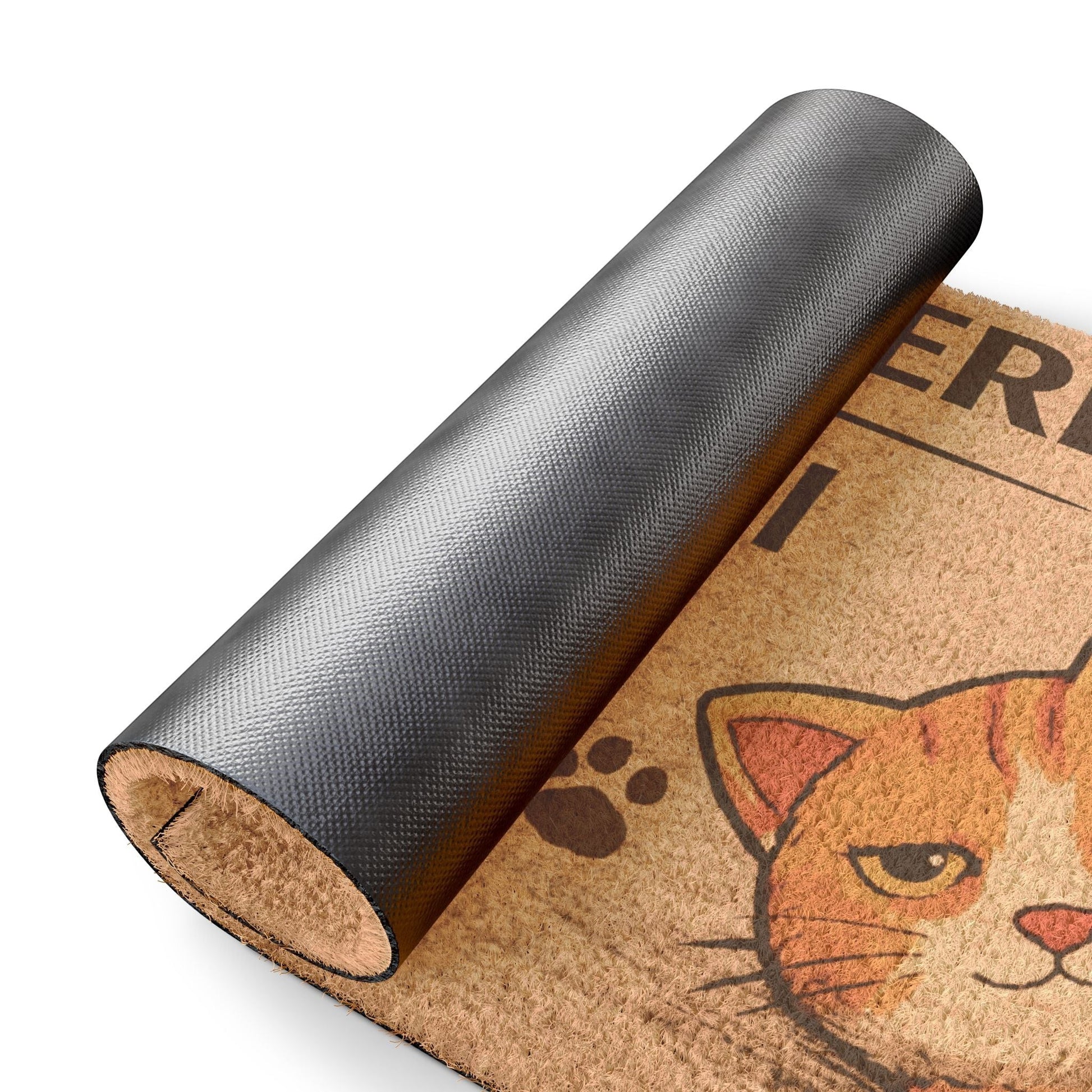 Unique custom cat doormat with a humorous “Stand Here” phrase, perfect for pet owners who love quirky and fun home decor.