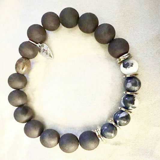 Stretch Bracelet | Ebony Blackwood and Zebra Jasper