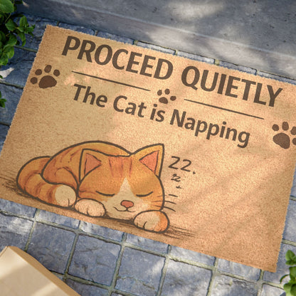 Unique cat lover gift doormat featuring a watchful cat design, perfect for adding charm and humor to your home.
