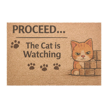 Perfect gift for cat lovers, this funny doormat captures the curious and watchful nature of every cat.