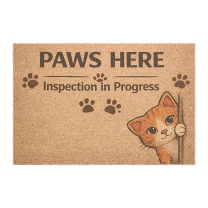 Perfect gift for cat lovers, this funny doormat features an “Inspection in Progress” message that captures every cat’s curious nature.