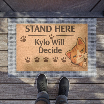 Perfect gift for cat lovers, this personalized doormat features a witty message and adds personality to any front door.
