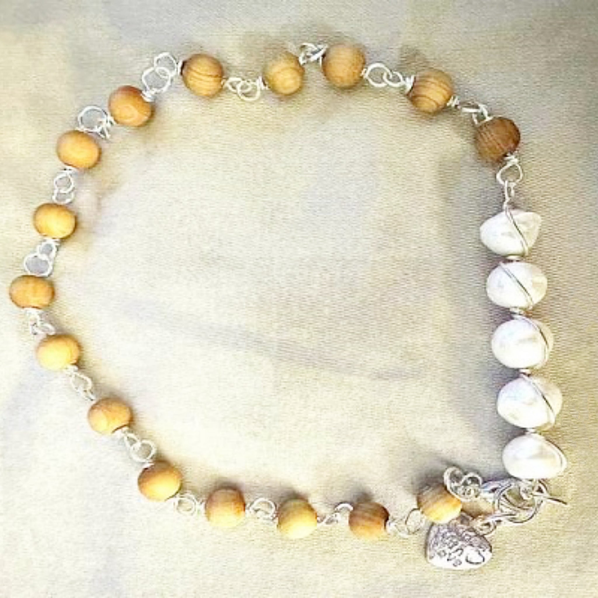 Anklet | Sandalwood and Freshwater Pearls