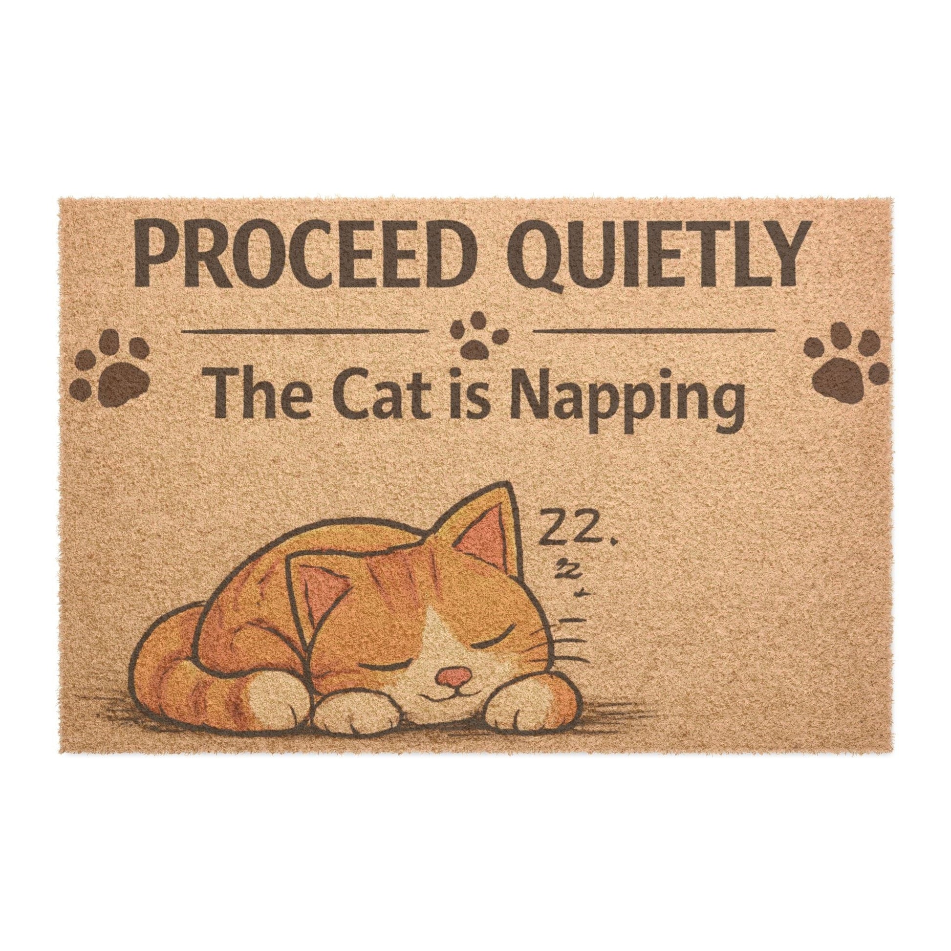 Humorous and stylish cat welcome mat with a watchful cat message, ideal for front doors and playful home decor.
