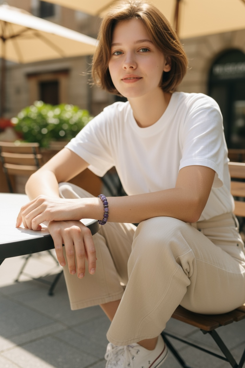 Amethyst, Hematite & Black Onyx Bracelet – Calm, Strength & Spiritual Shielding