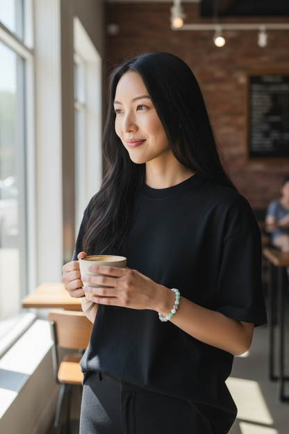 “Say It With Code” Bracelet – ‘Peace’ Morse Code in Aventurine, Quartz & Jasper