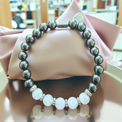 Rose Quartz, Magnetic Hematite & Hematite Bracelet – Love, Protection & Emotional Balance