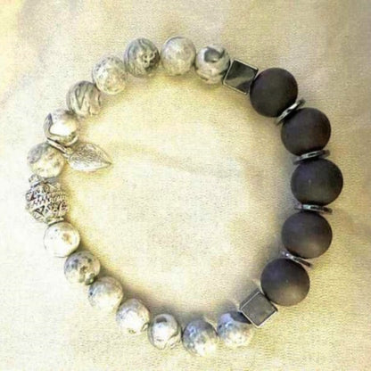 Stretch Bracelet | Labradorite and Ebony Blackwood