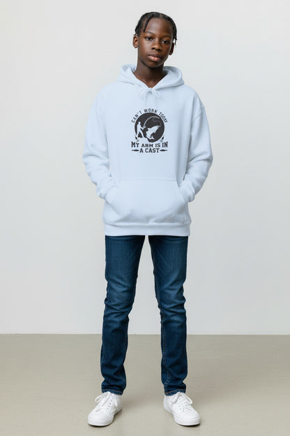 My Arm Is In A Cast Hoodie — Funny Fishing Cast Recovery Pullover