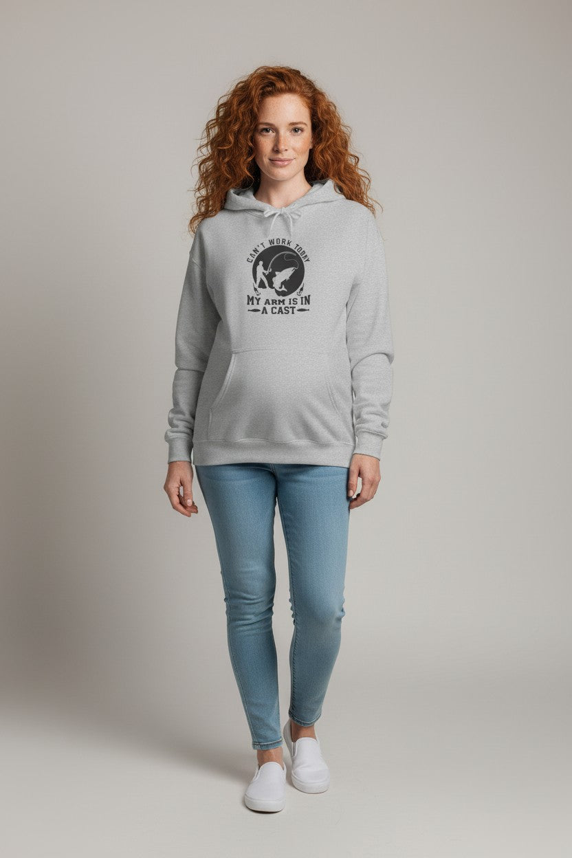 My Arm Is In A Cast Hoodie — Funny Fishing Cast Recovery Pullover