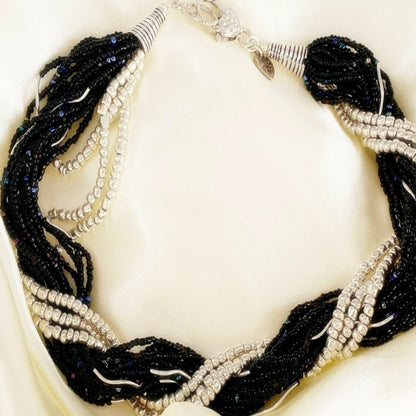 Seed Bead Necklace | Multi Strand with Butterfly Clasp